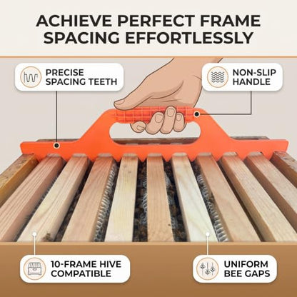 Bee Hive Frame Spacer Tool, 9 Frame Spacer for Spacing in a 10 Frame Sized Box, Beekeeping Accessories, Plastic Hive Frame Spacer, Orange, 41 x 9.6cm (16.14 x 3.78 inches)