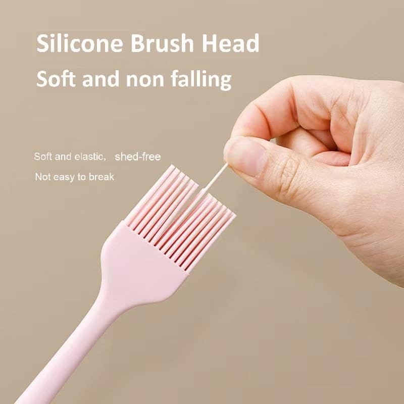 3pcs/set Food Grade Silicone Cake Spatula and Oil Brush and Cream Scraper and Sauce Brush, Baking Tool Set - color: Pink