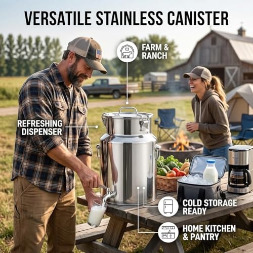 1 gal 2 gal 3 gal 4 gal 5 gal 10 gal Stainless Steel Water Dispenser Jug, Milk Can Pail with Tight Lid, Freestanding Drink Dispenser Bucket for Accommodate Milk Juice Wine(No Spigot,6L/1.59Gal) - color: No Spigot, size: 6L/1.59Gal