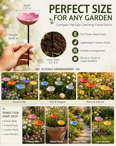Bee Watering Station for Garden Cups Bird Butterfly Bees Ceramic Drinking and Water Bath Feeder Cup Blossoms Flowers Shaped Design Poppies Bowl Wildlife Feeding 5PCS Watring Pollinator - color: #5PCS-B