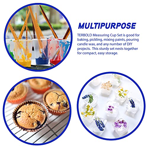 3pc Liquid Measuring Cups Set - 1 Cup, 2 Cup, 1 Quart | Clear Plastic Measure Cups with Long Handles