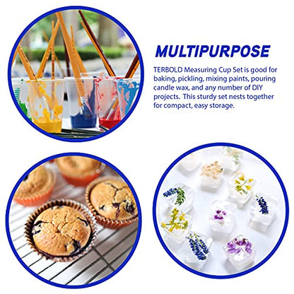 3pc Liquid Measuring Cups Set - 1 Cup, 2 Cup, 1 Quart | Clear Plastic Measure Cups with Long Handles