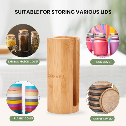 Mason Jar Lid Organizer, Wide & Regular Mouth Lids Holder (2pcs) | Mason Jar Lid Storage Made of Bamboo, Stackable Space-Saving Rack, Suitable for Mason/Canning/Bamboo Lids - style: Double-sided hole