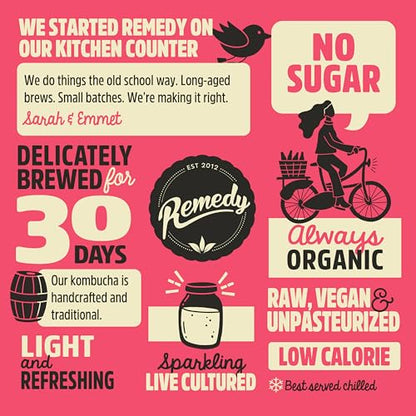 Liquid Remedy Kombucha Sugar Free Organic Drink, Low Calorie, Probiotic Like Tea for Gut Health - Super Sampler Variety Pack - 8.5 Fl Oz Can, 24-Pack
