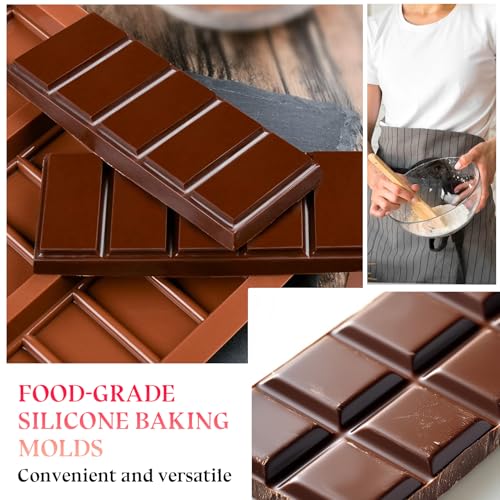 2 Pieces Silicone Break Apart Chocolate Moulds,Silicone Square Mold,Non-Stick Candy Chocolate Bar Mold,Reusable Candy Protein Silicone Chocolate Mold （D） - color: 2pcs