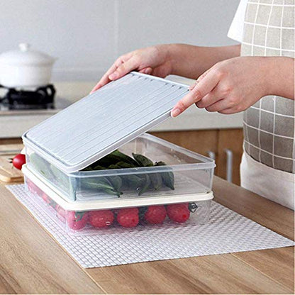 Food Storage Containers 11.02×8.85×1.81" Vegetable Organizer 98-oz with Lid Clear Fridge Crisper Keep Food Fresh BPA Free Kitchen Organizer Bins (1 x Large) - color: Grey-1XLarge