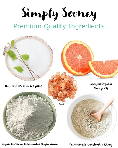 Simply Sooney Remineralizing Orange I Organic Ingredients I Xylitol for Cavities I Vegan Cruelty Free Formula I Fluoride Free Mineral Tooth Powder (1.5 oz BPA Free Plastic Jar)