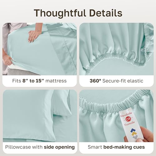 California Design Den Twin Sheet Set - 600 Thread Count Sateen, 100% Cotton Sheets, Deep Pockets with All Around Elastic, Snug Fit, Durable Bedding Set - Aqua - color: 21 - Aqua, size: Twin