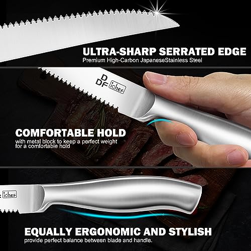 DDF iohEF Steak Knife Set, 8 Piece Steak Knife, High Carbon Japanese Stainless Steel Serrated Steak Knives - color: 8PCS Steak Knives