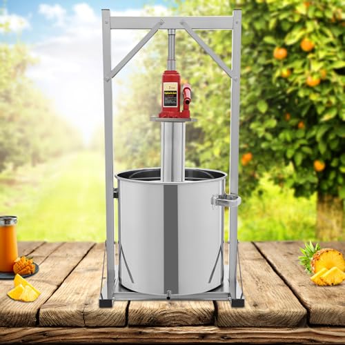 36L/9.5gal Fruit Wine Press Machine, Stainless Steel Hydraulic Jack Press Extractor Manual Juicer Crusher DIY Large Fruit Cider Grinder for Wine and Juice Making - size: 36L/9.5gal