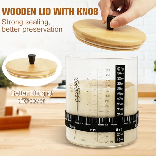 50oz Sourdough Starter Jar Kit, Wide Mouth Sourdough Container, Extra-Large Capacity Sourdough Jar for Sour Dough Bread, Sourdough Starter Kit(1Pack) - size: Set of 1 & 1 spoon