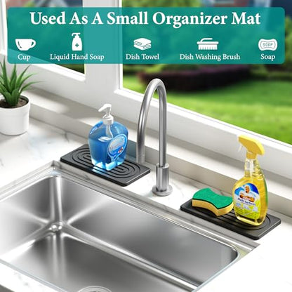 Water Absorbing Stone Tray, Quick Drying Diatomite Bathroom Tray Countertop, Stone Drying Mat for Kitchen Counter, Soap Dish Dispenser Vanity Organizer, Dark Grey-A-12.2" x 4" - color: 12.2" X 4"-Dark Grey-A