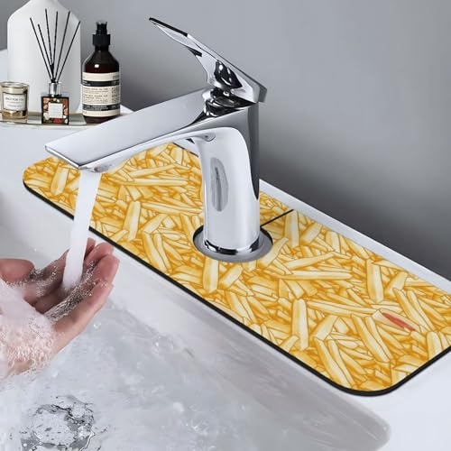 French Fries Ketchup Faucet Mat For Kitchen Sink, Absorbent Countertop Protector, Quick Dry Sink Splash Guard Pad, Waterproof Draining Mat 15" X 5.5" - color: Style 7