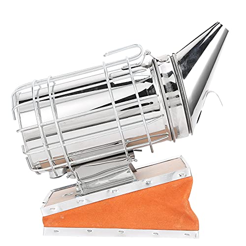 CDQL Stainless Steel Beekeeping Smoker, Large Pro Bee Smoker with Red Cowhide Smoke Storage Part, Mounting Hook, Easy to Carry and Store, Beekeeping Equipment for Beekeeper