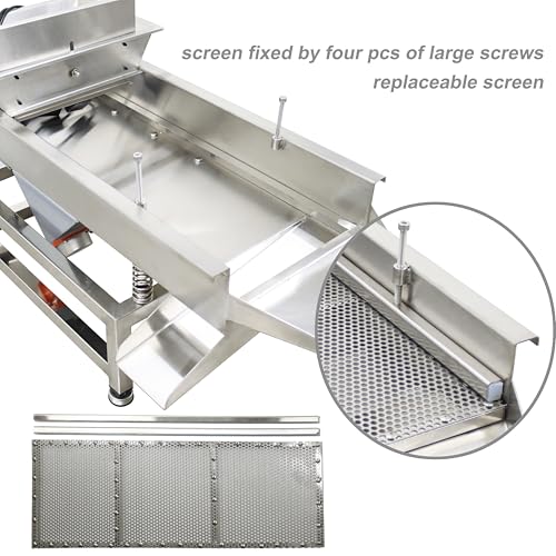 TECHTONGDA Straight Vibrating Sieve Screen Shaker Electric Linear Sifter Machine Stainless Steel One Layer Two Motors 6mm Round Hole Screen Size 11.8×31.5inch 110V - size: 6mm