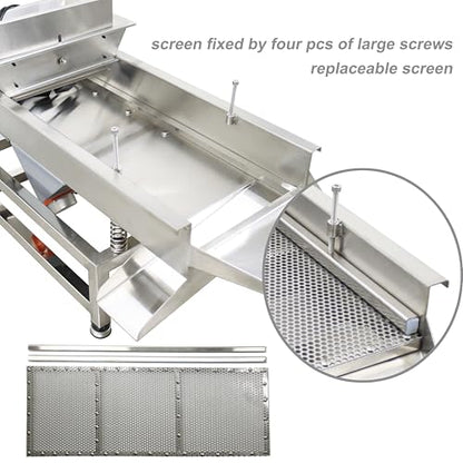 TECHTONGDA Straight Vibrating Sieve Screen Shaker Electric Linear Sifter Machine Stainless Steel One Layer Two Motors 9mm Round Hole Screen Size 11.8×31.5inch 110V - size: 9mm
