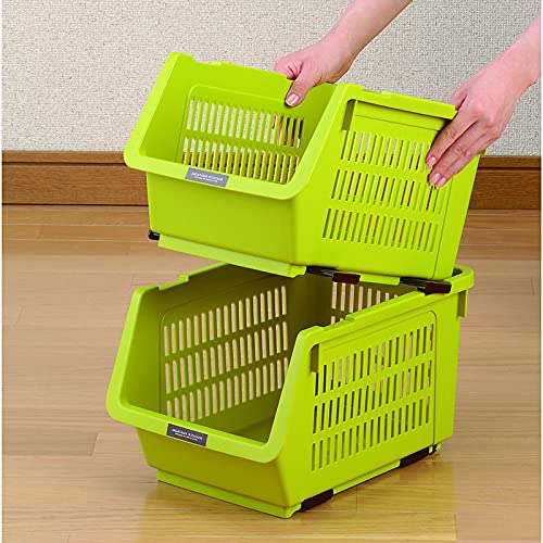 JapanBargain 4671, Japanese Stackable Storage Bin Kitchen Pantry Organizers Food Basket for Fruit Potato Condiments and Spices, Made in Japan - color: Green
