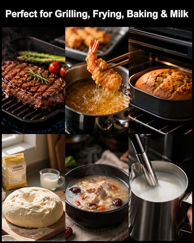 Charmline 0.5 Sec Instant Read Meat Thermometer Digital, 180° Auto-Rotating Display LED, Food Thermometer for Cooking, Baking and Grilling, Dual Battery Design for Longer-Lasting Performance