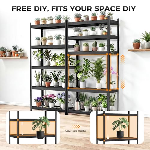 CAMMOO 36''W Storage Shelves, 3500LBS Metal Garage Shelving Unit with Magnetic Lable, Upgraded Structure, Solid Steel, Heavy Duty Adjustable 5 Tier Wire Shelf for Basement, Kitchen, 36"W x 16"D x 72"H - size: 36"W x 16"D x 72"H