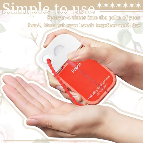 Frienda 12 Pcs Hydrating Hand Sanitizer Spray Scented Pocket Hand Sanitizer Travel Size with Keychain Moisturizing Sanitizing Hands Thank You Appreciation Gifts for Team Coworkers Staff Women Adults - style: Cute