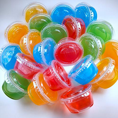 TashiBox 2 oz 100 Sets Disposable Plastic Cups with Lids, Jello Shot Cups Souffle Cups… - size: 2oz-100Sets