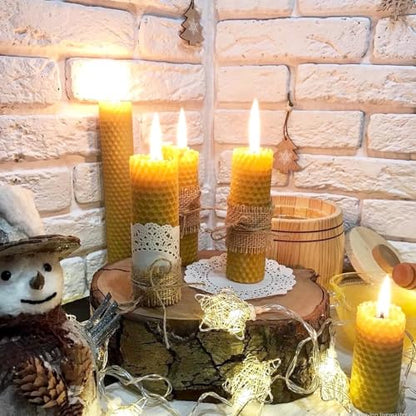 Oungy 24pcs Beeswax for Candle Making DIY Candle Making Kit Beeswax Sheets Include Cotton Wick, 8x8 inch