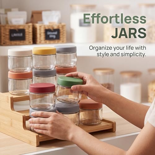 EONJOE 8 oz Small Glass Containers with Lids, Food Storage Jars, 6pk | Perfect for Chia Pudding Jam Snacks Yogurt Overnight Oats Candy ,Dishwasher safe,Airtight - size: 8oz