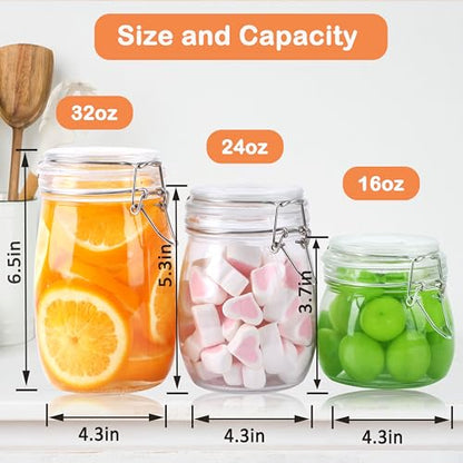 Glass Jars With Airtight Lid 32 Oz Wide Mouth Glass Containers With Lids 2 Pack Airtight Food Grade Storage Canisters With Clasp For Flour, Coffee, Sugar, pickle, Beans, Candy, Nuts, Rice, Pasta - color: 32oz 2PC