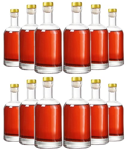 Clear Glass Bottles 12 oz - 375ml [Pack of 12] for Wine Beverages Drinks Oil Vinegar Kombucha Beer Water Soda with Cork Stopper Airtight Lid - color: Clear-12oz-12pack