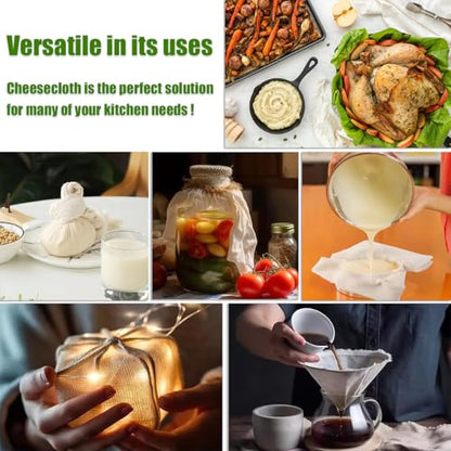 25 Pcs Cheese Cloths for Straining, 20x20 Inch Grade 100 Precut Cheese Cloth With Fabric Fine Mesh Cloth, 100% Unbleached Cotton, Reusable Muslin Cheesecloth for Straining, Juicing, Cooking Turkey - color: 25 Pcs