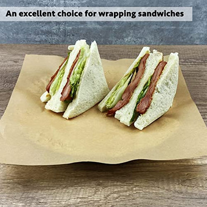 CAMKYDE Deli Paper Sheets 12" X 12" 100PK, Grease Proof Sandwich Wrapping Paper - color: Kraft
