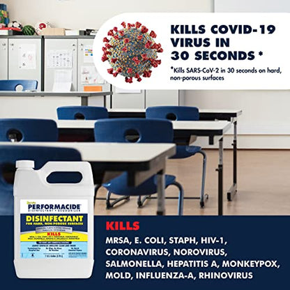 PERFORMACIDE Disinfectant - Kills COVID-19 Virus in 30 Seconds - No Rinse, No Wipe, No Residue - Just Add Water - Gallon Kit with 3 Refill Pouches & Sprayer (102000) - style: Gallon Starter Kit