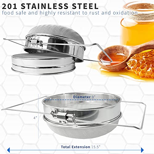 VIVO Double Sieve Stainless Steel Honey Strainer, BEE-V101H | Bee Keeping Equipment Filter