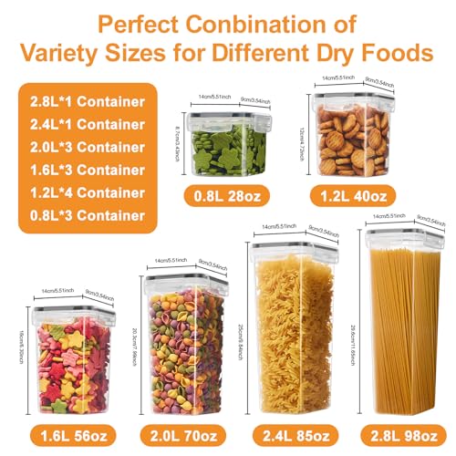 15PC Pantry Storage Containers, Airtight Food Storage Containers with Lids, BPA Free Kitchen and Pantry Organization and Storage Set for Pasta, Dry Food, Flour and Sugar, Cereal - size: 15pcs