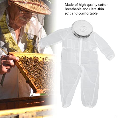 Luocute Bee Suit for Men Women, Cotton Breathable Ultra Thin Soft Comfortable Full Body Beekeeping Suit with Round Hat Veil, Anti Sting Protection for Beeyard and Backyard