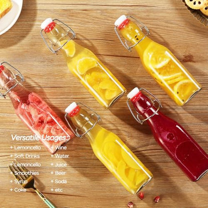 12 pack 8oz flip top glass bottles,swing top glass bottles 8 oz with lid for Home Brewing,2nd Fermentation,Kombucha,Kefir,Vanilla Extract,Juice,Tea,Beverages,Soda,Oils,Vinegar,Limoncello
