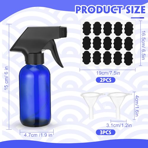 Fumete 20 Pcs 4 oz Glass Spray Bottles Empty Refillable Sprayer Containers with Funnels Labels Black Trigger Sprayers Spray Bottles for Essential Oil DIY Kitchen Hair Plants(Blue) - color: Blue
