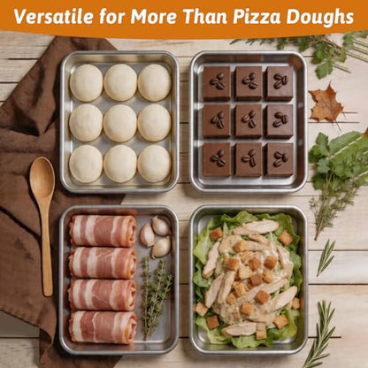 2 Pack Pizza Dough Proofing Box, 6L Large Capacity Stainless Steel Food Storage Container with Lid, Household Pizza Dough Tray for Bread & Dough Balls, Includes Cutter - size: 6L