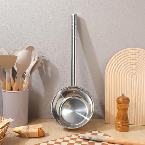 Cabilock Long Handle Water Scoop Stainless Steel Water Ladle for Scooping Kitchen Scoop for Cleaning Vegetables and Fruits Ergonomic Grip 18.11 in 1 Pack - size: 46X16CM