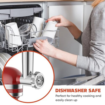 GVODE Stainless Steel Meat Grinder for KitchenAid Mixer, Meat Grinders, Sausage Stuffer, Burger Press, For Kitchen Aid Meat Grinder Attachment for KitchenAid Stand Mixer, Dishwasher Safe