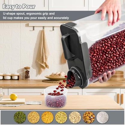 Komzon Rice Storage Containers, Rice dispenser with Pouring Spout Portable Handle for Flour, Pasta, Grain and Baking, Pet Dog Cat Bird Food Container 20 LB Grey - color: 20lb Grey