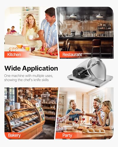 VEVOR Manual Bread Slicer, 0-0.6" Adjustable Thickness Cheese Cutter, Hand Cranked Slicer for Homemade Bread - with Serrated Stainless Steel Blade for Kitchen, Restaurant, Bakery, Party - size: 12.2 x 10.04 x 7.48 in