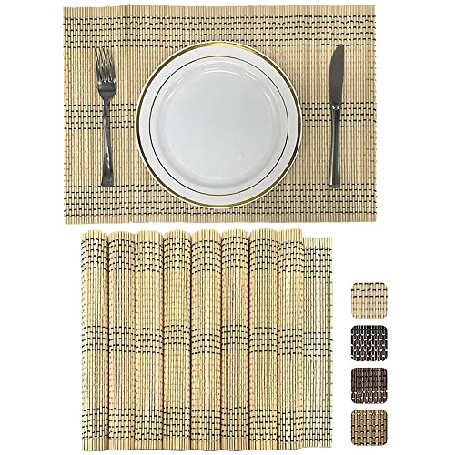 Set of 8 Pcs Bamboo Placemats Natural Anti-Slip Bamboo Placemats Washable Heat-Resistant Table Mats for Dining Room and Kitchen(Beige) - color: Beige, size: Set of 8 Placemat 17.7 x 11.8 inch