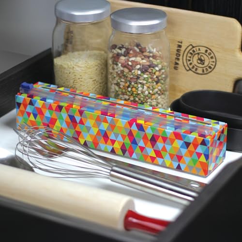 Chicwrap Triangles Refillable Plastic Wrap Dispenser - Includes One 12" x 250' Roll of Professional Grade Plastic Wrap - BPA Free and Kosher Certified - Reusable Dispenser w/Slide Cutter - style: Triangle