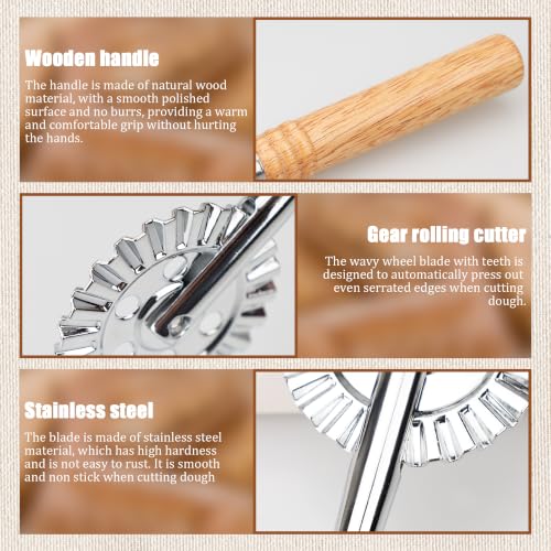 Long Handle Large Cutter Wheel - Exquisite Wooden Handle, Perfect for Pasta, Pizza, Ravioli, Pastry,Cookie - Versatile Crinkle and Biscuit Cutter for Effortless Slicing - color: Long Handle Large Cutter Wheel