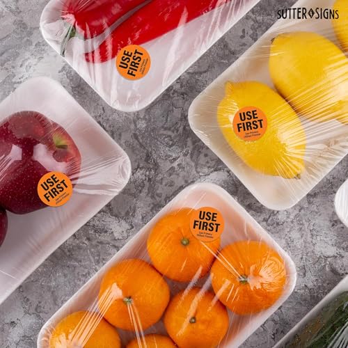 1000 Labels Use First Stickers for Food Service, 1.5-inch Wide, Orange by Sutter Signs - color: Orange