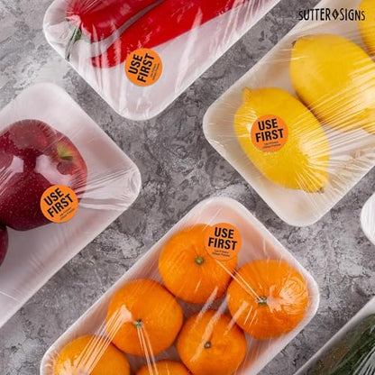 1000 Labels Use First Stickers for Food Service, 1.5-inch Wide, Orange by Sutter Signs - color: Orange