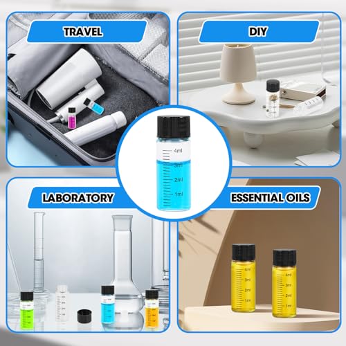 4ml Clear Glass Graduated Vials with Screw Caps and Plastic Stoppers, 1 Dram Small Sample Vials with Lids, Leak-Proof Liquid Storage Empty Vial, 12PCS - color: CLEAR, size: 4ml