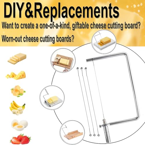6in Cheese Slicer Accessories Kitchen Knife Marble Board Cheese Cutter Stainless Steel Components - Great for Making Giftable Cheese Cutting Boards with the Cheese Slicer Kit,(1Slicer+4Wires)6"