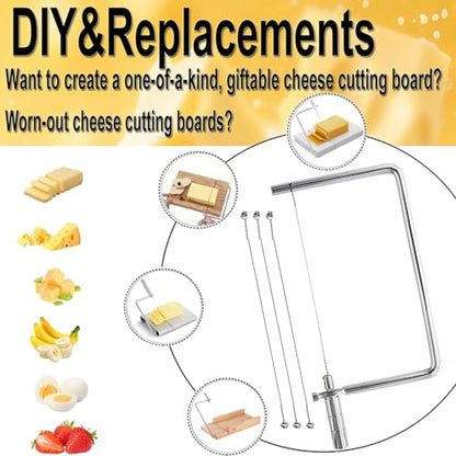 6in Cheese Slicer Accessories Kitchen Knife Marble Board Cheese Cutter Stainless Steel Components - Great for Making Giftable Cheese Cutting Boards with the Cheese Slicer Kit,(1Slicer+4Wires)6"
